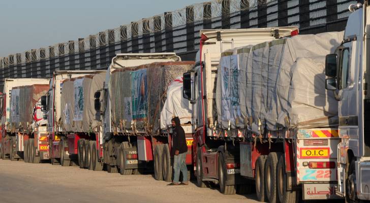 83 شاحنة مساعدات اردنية جديدة تحمل أغذية وملابس و مواد صحية