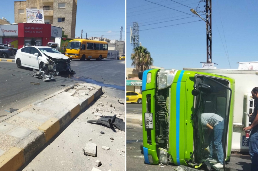 عاجل | تصادم في شفا بدران ينجم عنه انقلاب مركبة وإصابا