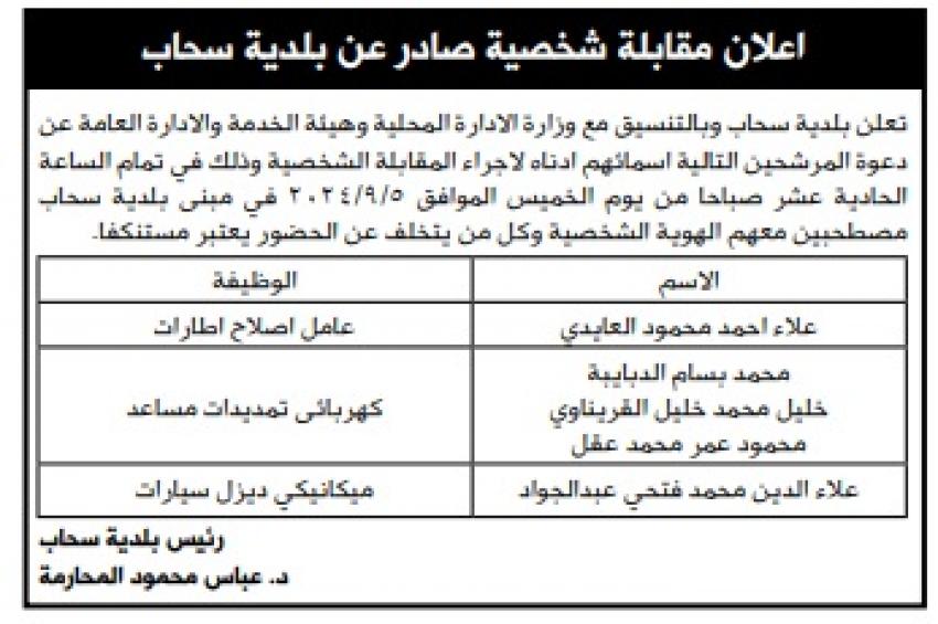 وظائف شاغرة ومدعوون للتعيين (أسماء)