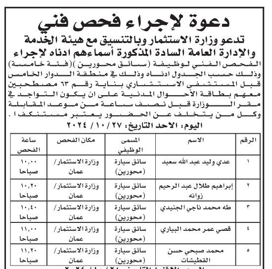مدعوون لاستكمال اجراءات التعيين ( أسماء)