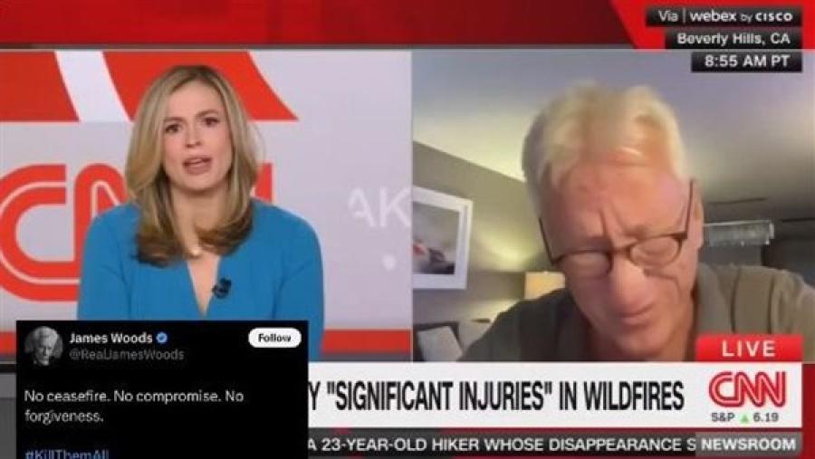 شاهد الممثل جيمس وودز يبكي على الهواء بعد تدمير منزله في حرائق الغابات بلوس أنجلوس