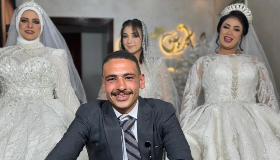 شاب مصري يثير الجدل بزواجه من 3 فتيات في يوم واحد بحفل واحد