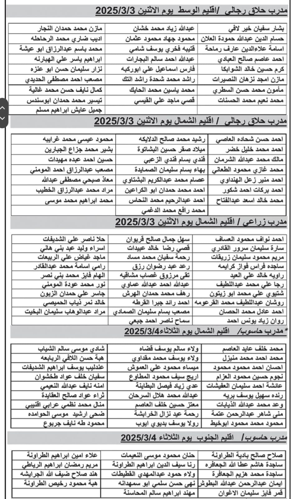دعوة لإجراء المقابلات والامتحانات التنافسية للتعيين(أسماء)