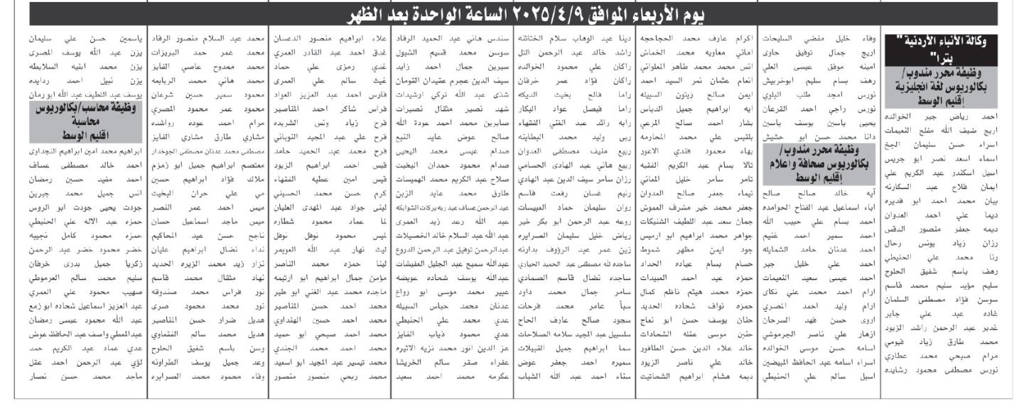وظائف شاغرة ومدعوون لإجراء المقابلات الشخصية (أسماء)