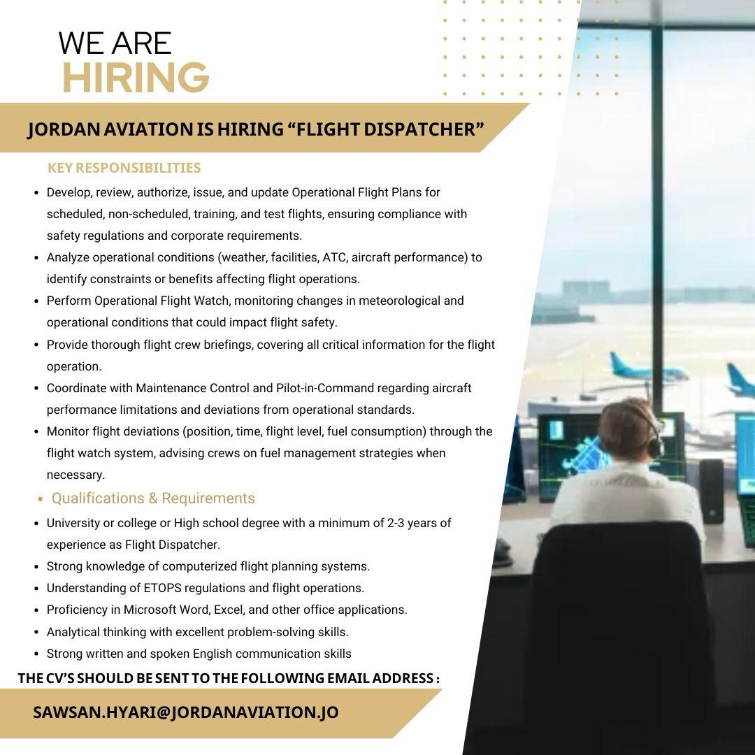 فرصة عمل في الأردنية للطيران!