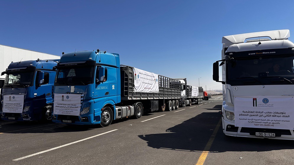 الهيئة الخيرية الأردنية وقطر تطلقان قافلة مساعدات غذائية إلى سوريا