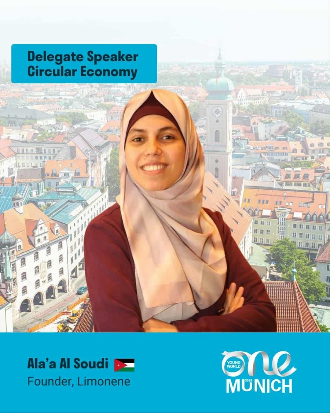 خريجة من الجامعة الهاشمية تمثل الأردن في قمة "عالم شاب واحد" في ميونخ