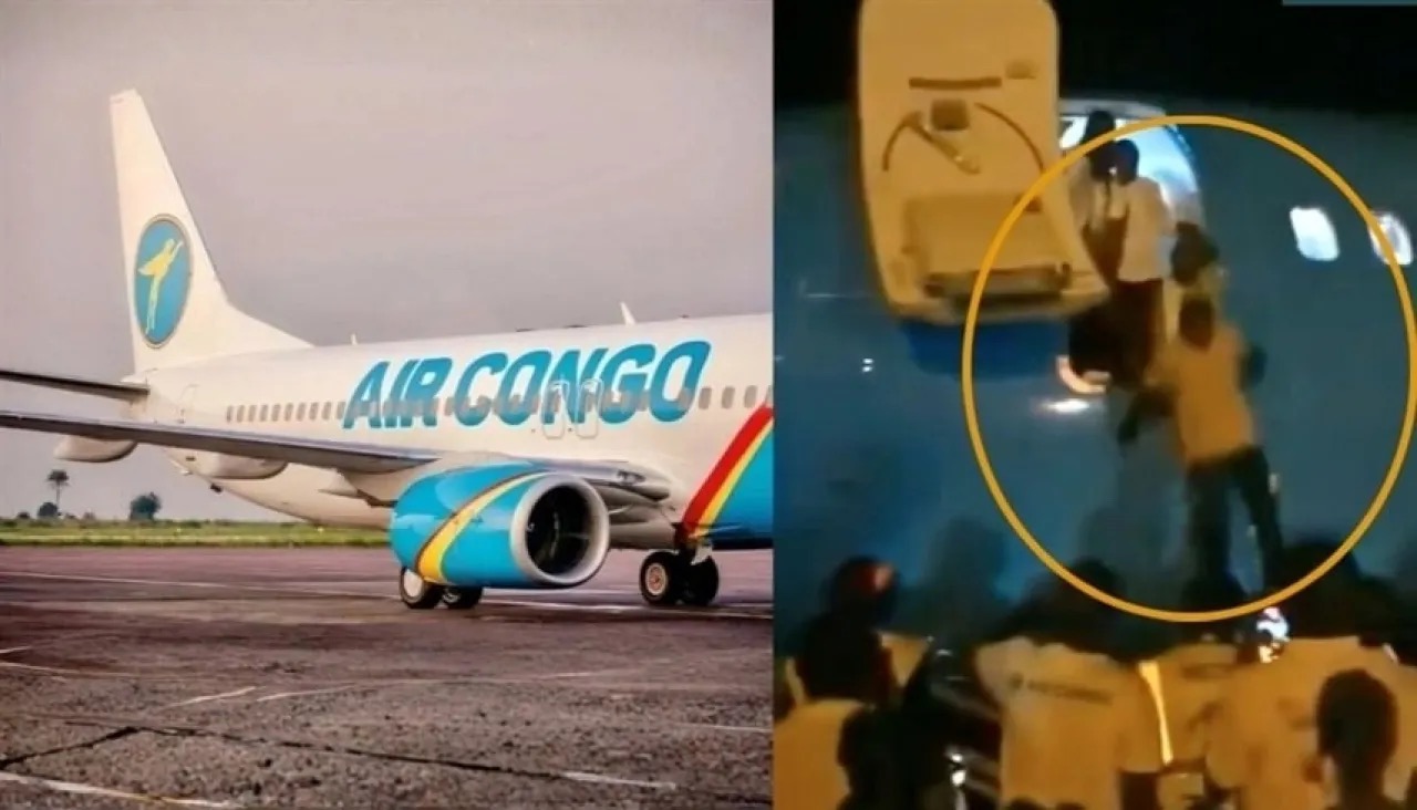 ركاب طائرة يقفزون منها بسبب غياب السلالم