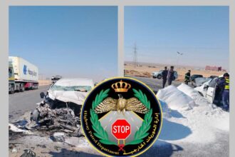 حادث تصادم على الطريق الصحراوي بعد القطرانة يتسبب بإغلاق مسرب مروري