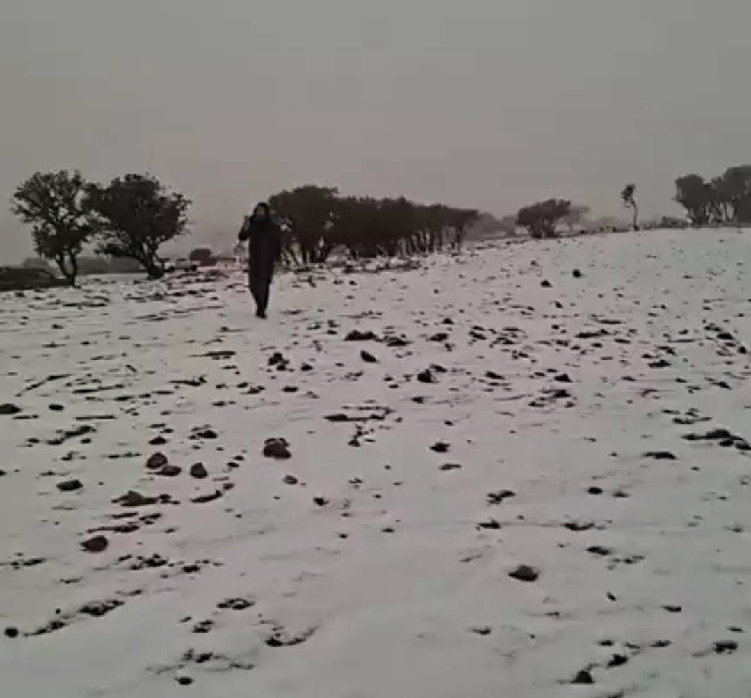 ثلوج الموسم الأول تغطي مرتفعات الشوبك اليوم "صور"