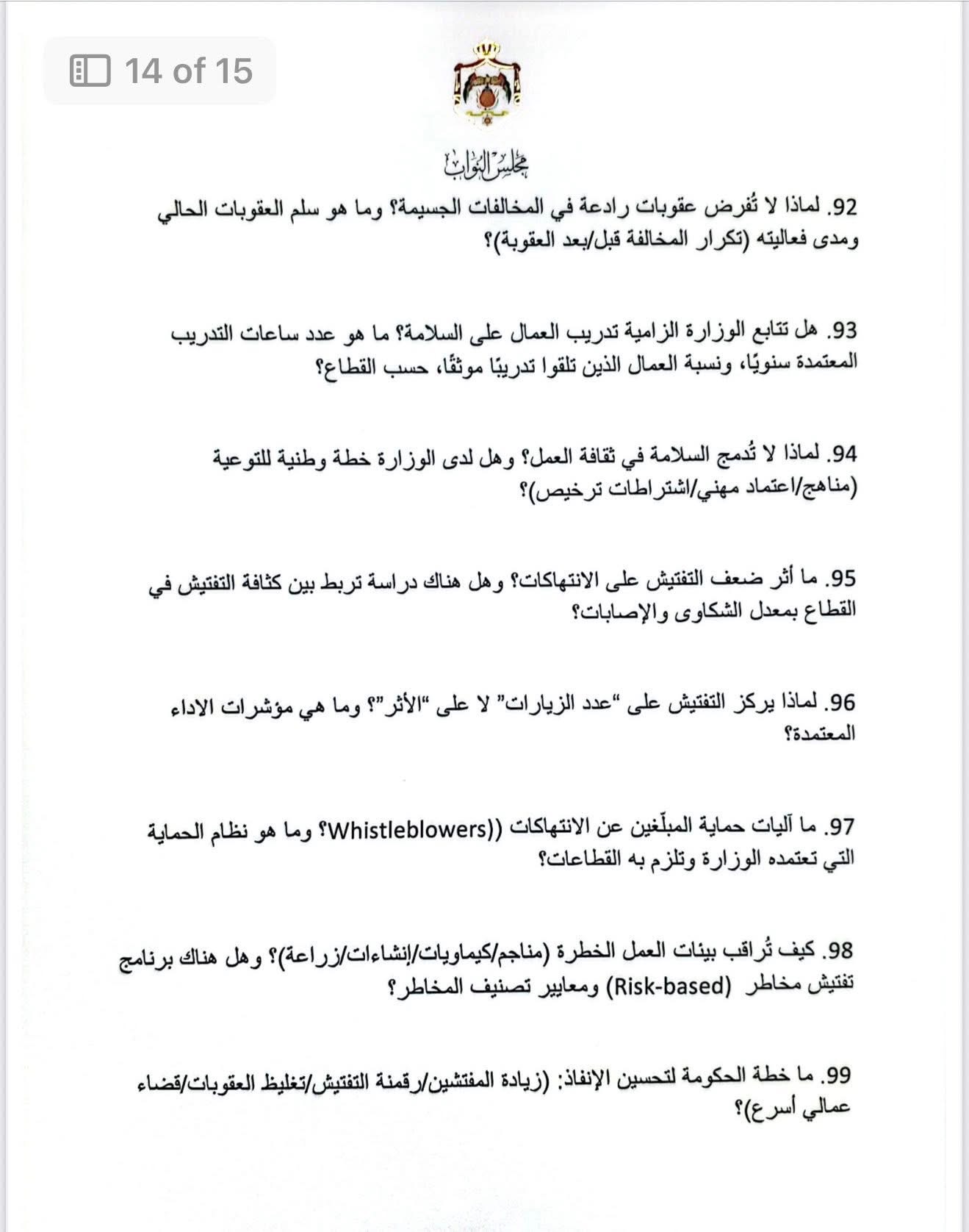 النائب طهبوب تسجل سابقة بتاريخ مجلس النواب في عدد الأسئلة باستجواب واحد