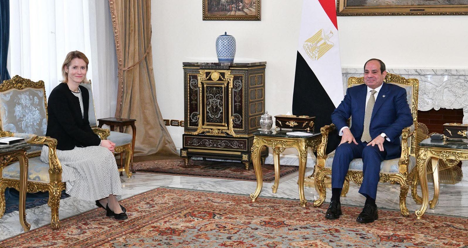 السيسي وكايا كالاس يؤكدان ضرورة تنفيذ وقف إطلاق النار بغزة وتسريع إعادة الإعمار