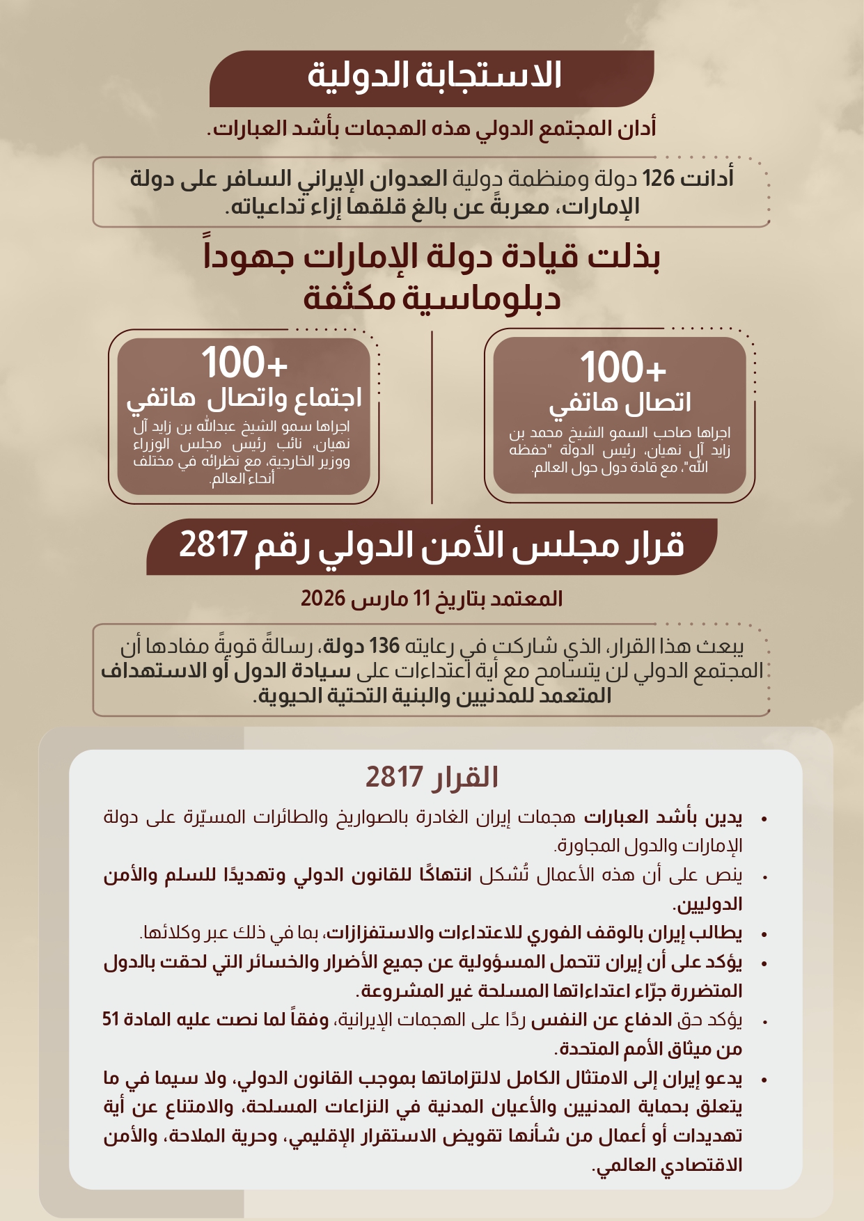 تعامل دولة الإمارات مع تداعيات الحرب الجارية