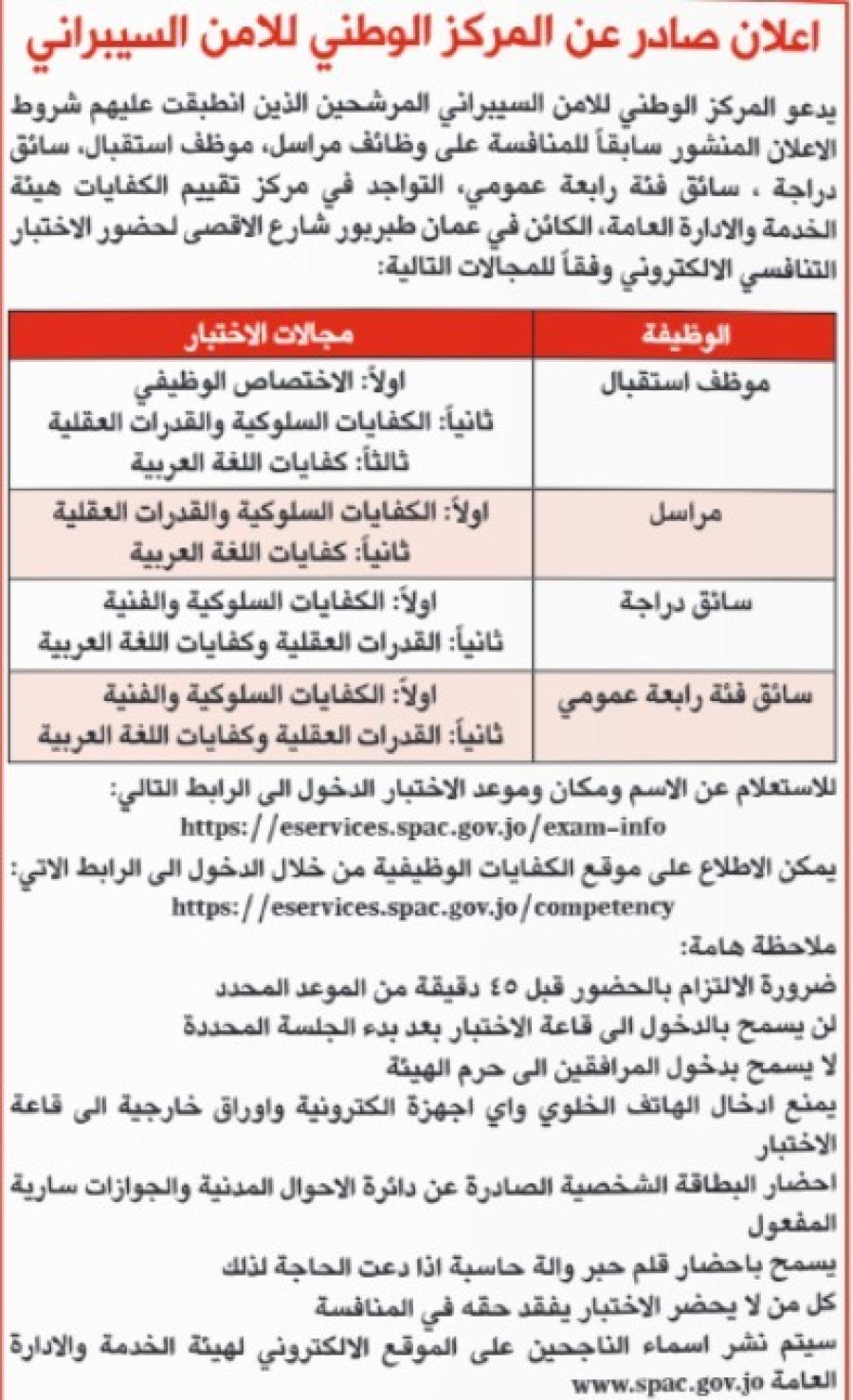 صورة حول : وظائف شاغرة ومدعوون للاختبار التنافسي - أسماء وظائف شاغرة ومدعوون للاختبار التنافسي - أسماء
