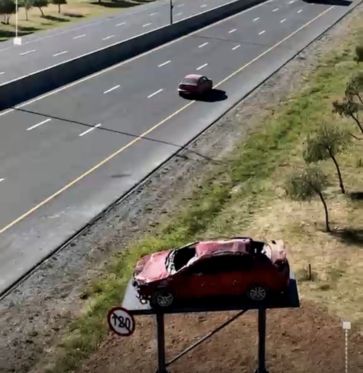 الأمن العام يطلق مبادرة “الصدمة البصرية” بمركبة متضررة على طريق المطار لتوعية السائقين