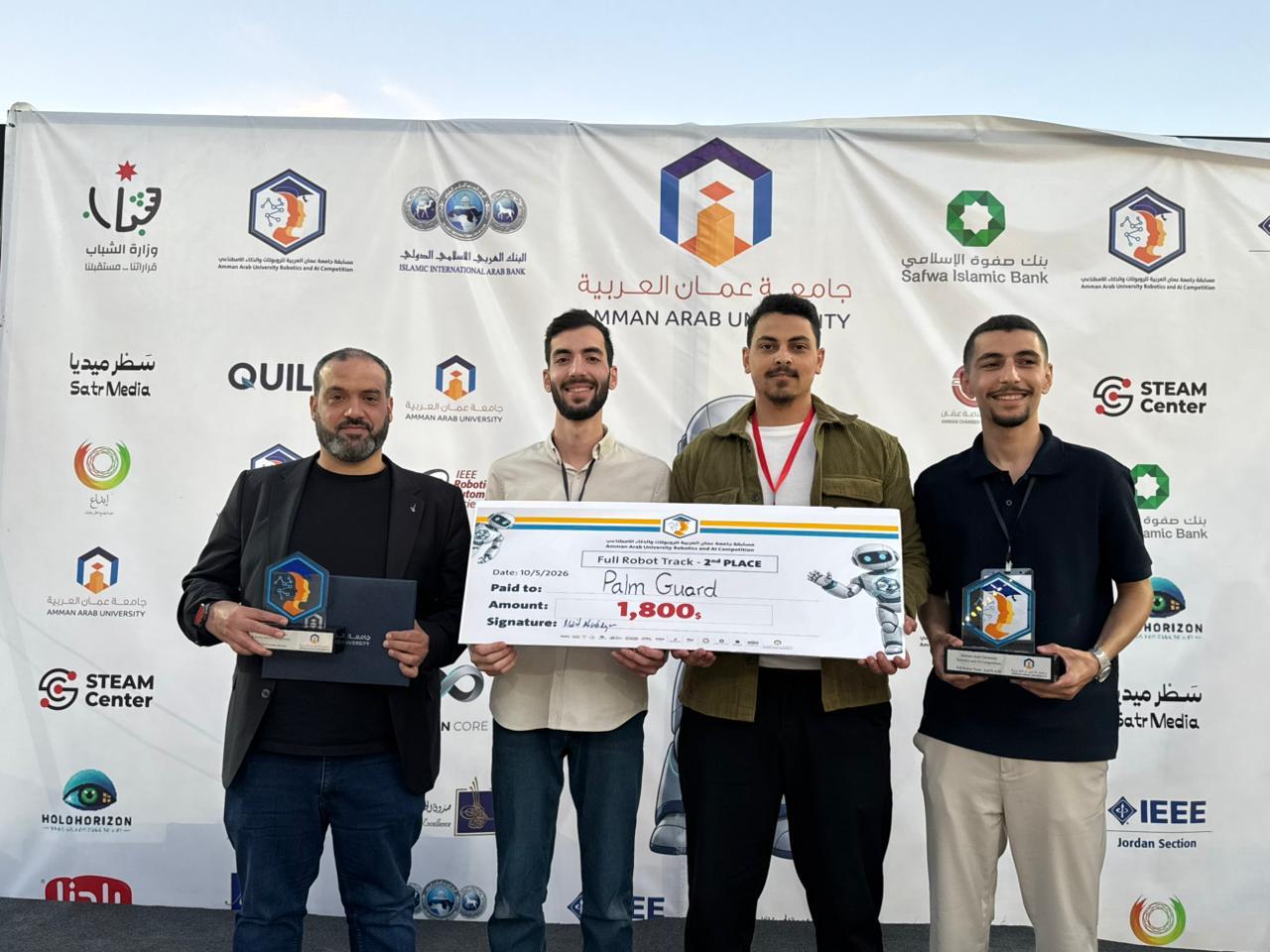 جامعة البترا تحصد المركز الثاني عربيًا في الروبوتات والذكاء الاصطناعي عبر فريق Vcoders بمشروع "Palm Guard"