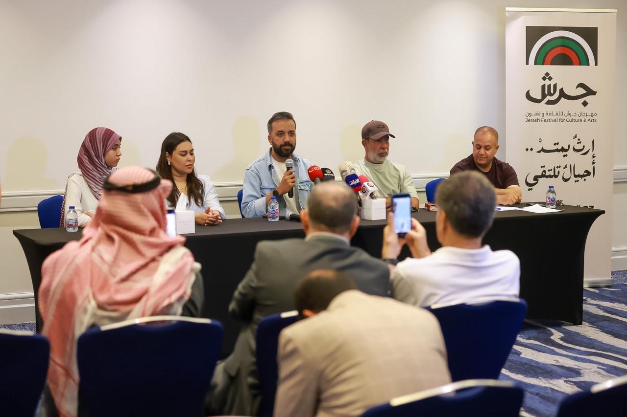مؤتمر صحفي لفريق مسرحية "أم كلثوم" قبيل عرضها في "جرش"