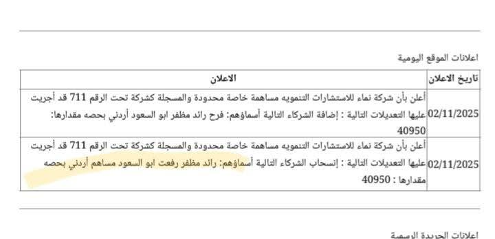 تساؤلات حول وثيقة متداولة بدخول ابنة وزير المياه مساهمة في شركة بدلا منه واستمرار الشركة بتنفيذ مشاريع للوزارة