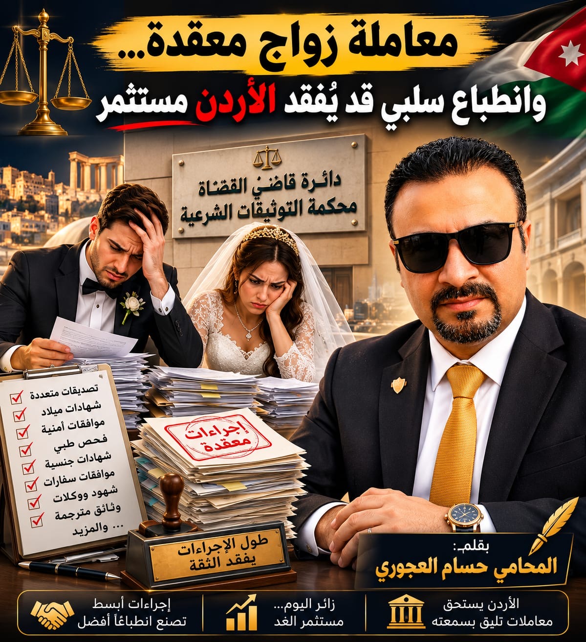 معاملة زواج معقدة... وانطباع سلبي قد يُفقد الأردن مستثمر