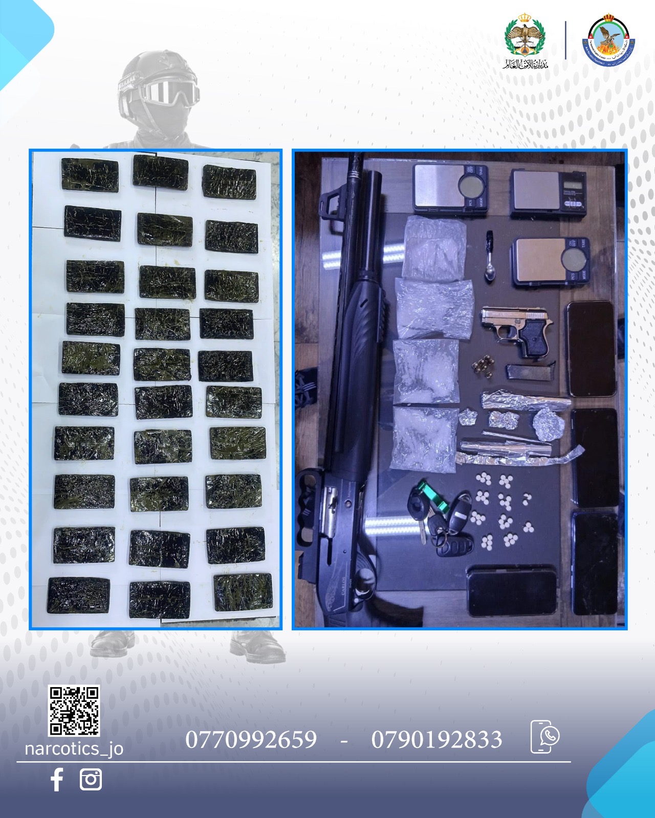 صورة حول : إدارة مكافحة المخدرات تُداهم أوكار تجّار المخدرات ومروجيها وتنفّذ حملات أمنيّة في عدد من مناطق المملكة إدارة مكافحة المخدرات تُداهم أوكار تجّار المخدرات ومروجيها وتنفّذ حملات أمنيّة في عدد من مناطق المملكة