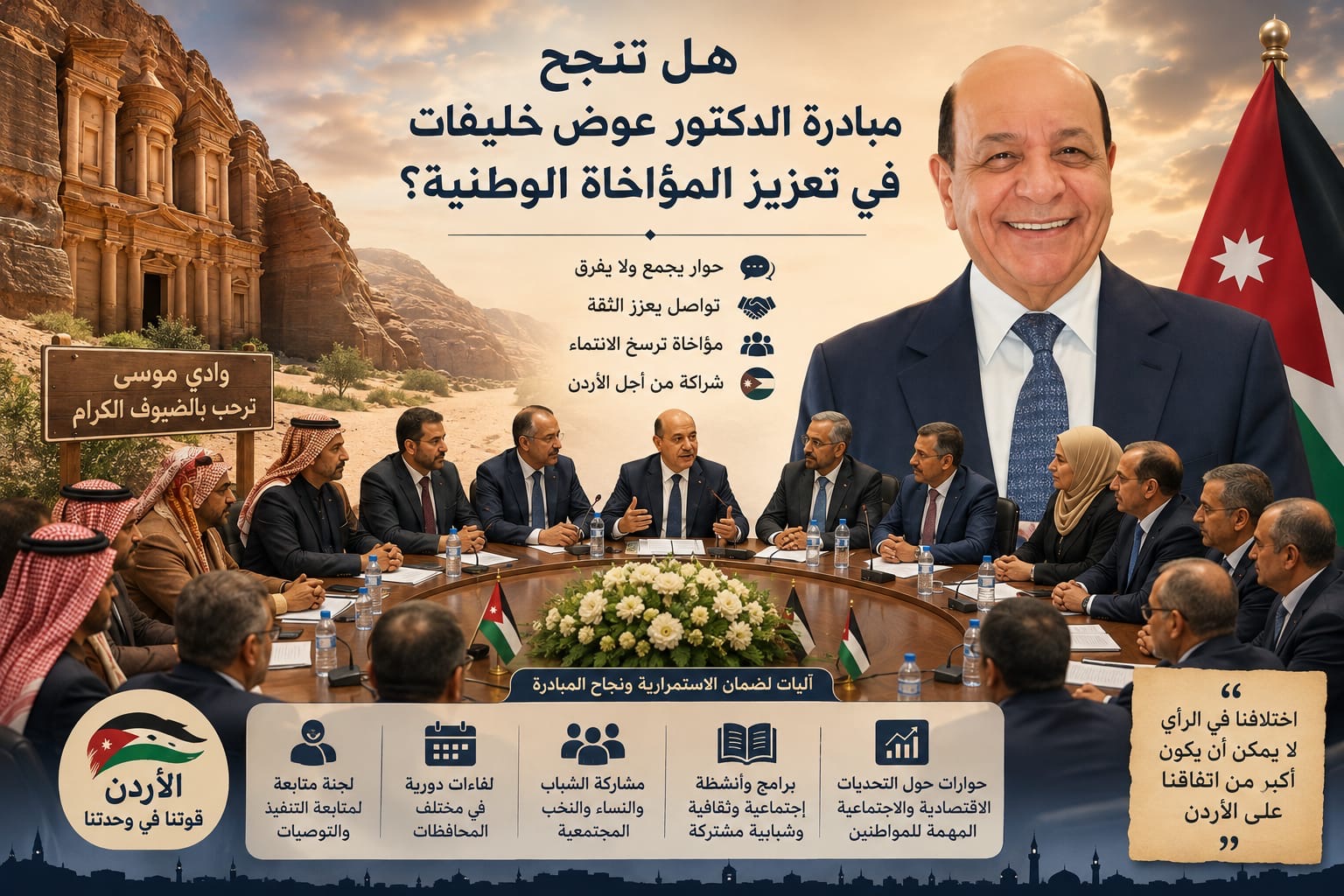 صورة حول : هل تنجح مبادرة الدكتور عوض خليفات في تعزيز المؤاخاة الوطنية؟ هل تنجح مبادرة الدكتور عوض خليفات في تعزيز المؤاخاة الوطنية؟